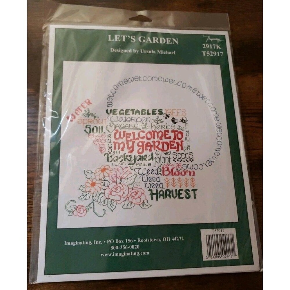 Imaginating Cross Stitch Kit Let’s Garden 2917K Ursula Michael Flowers Welcome